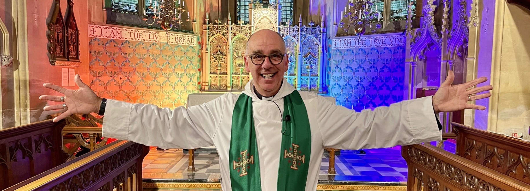 The Rector of St Stephen's, Philip Hawthorn, welcoming you to the church