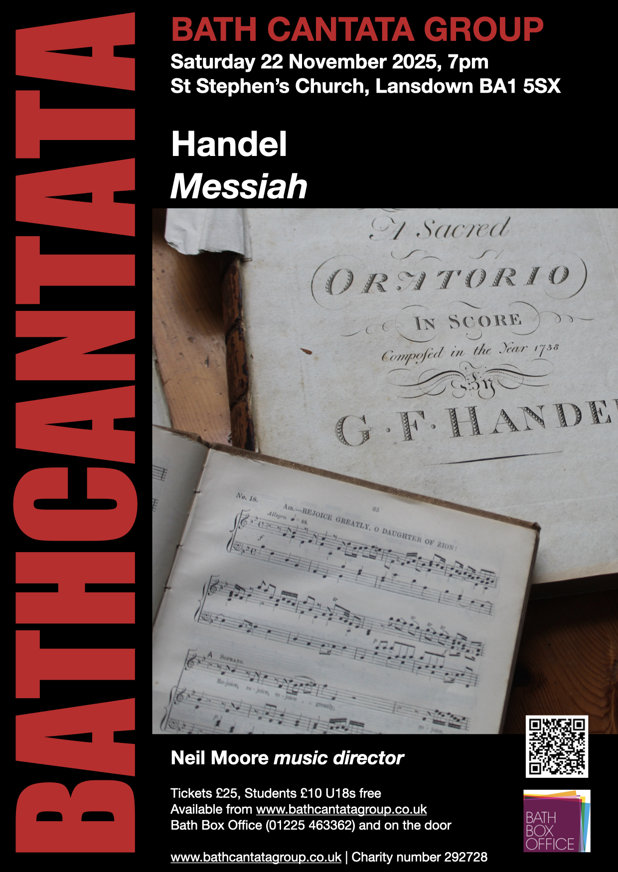 Bath Cantata Group perform Handel's Messiah Saturday 22 November 7 pm at St Stephen's Bath