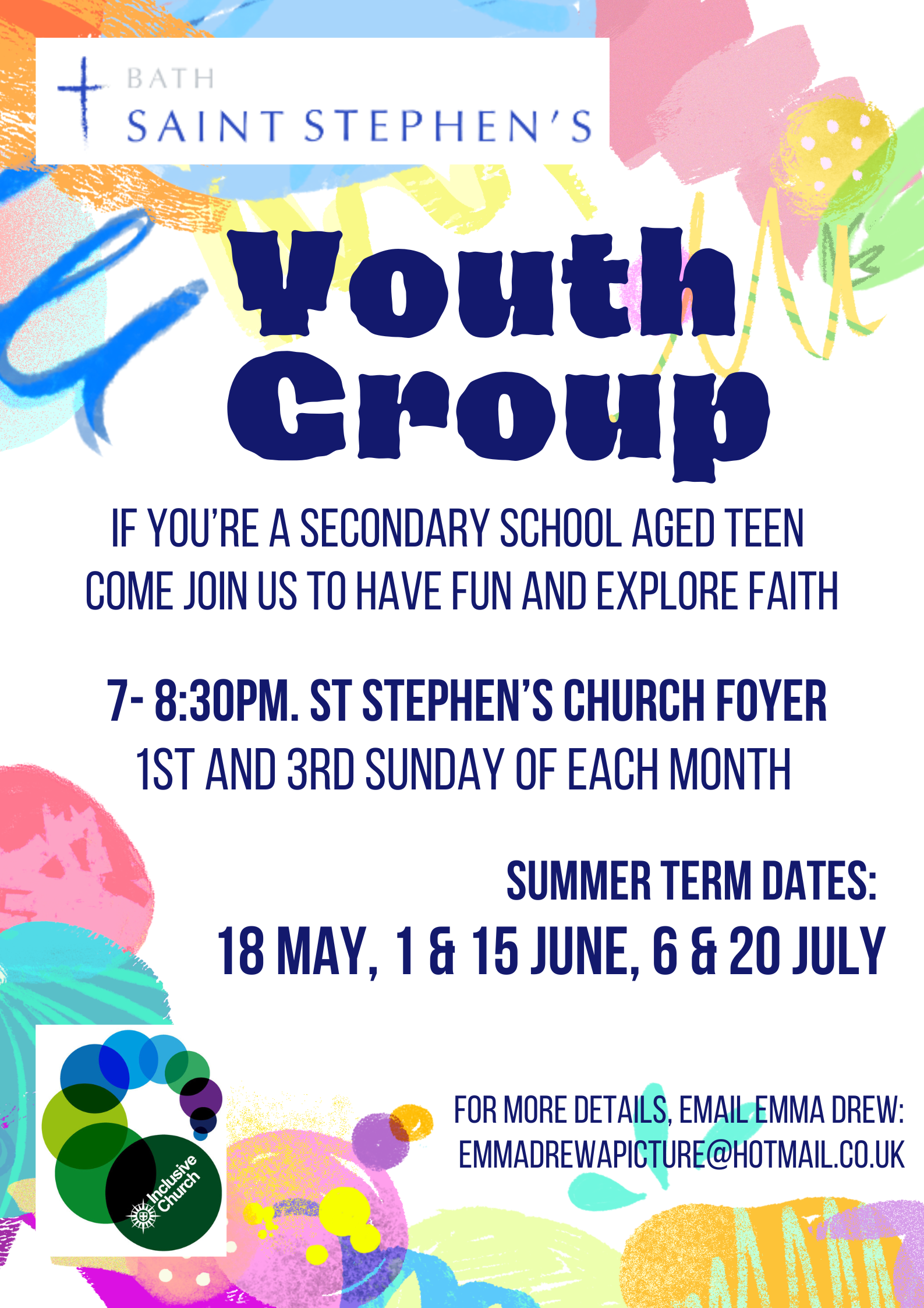 Cool Fun and Faith youth service at St Stephen's 1st and 3rd Sundays monthly